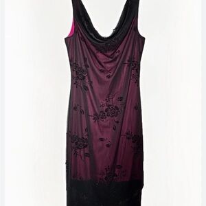 Vintage Byer Too Midi Dress Sz M Sheer Mesh Floral Asymmetrical Fairy 90s